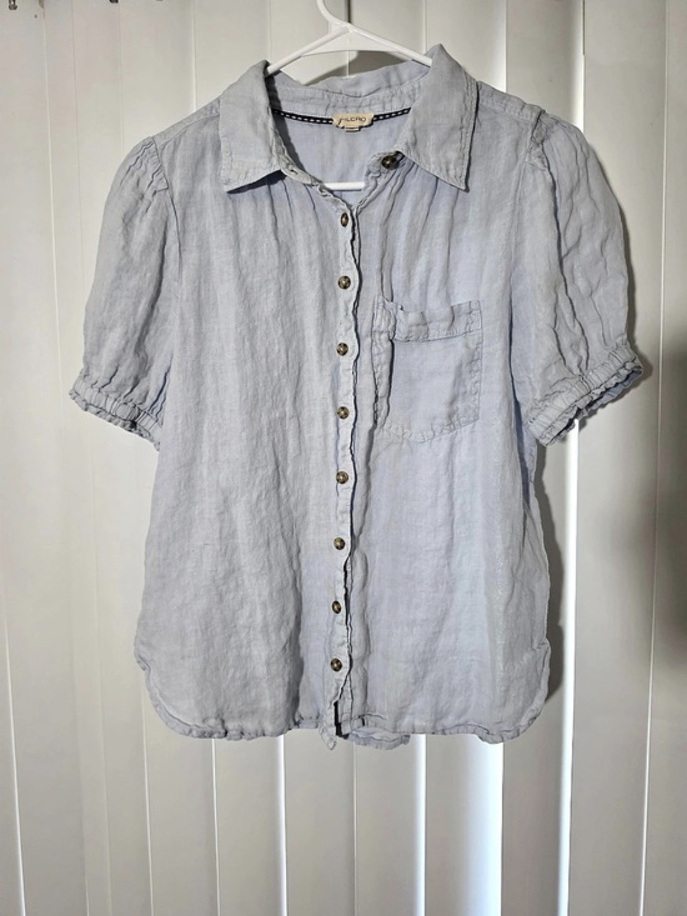 PILCRO Linen Surf Button-Down Shirt Blue Small